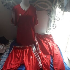 Adidas Red and White Sports Ensemble